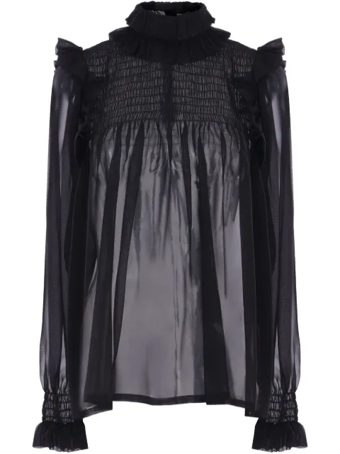 Saint Laurent blusa de crepé semitransparente