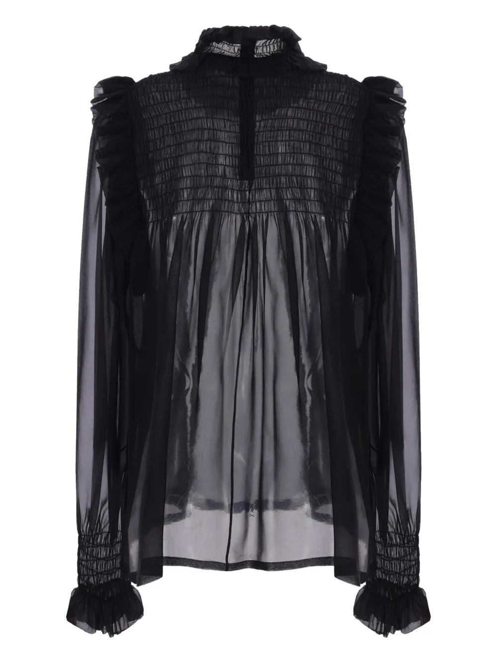 Saint Laurent semi-sheer crepe blouse - Zwart