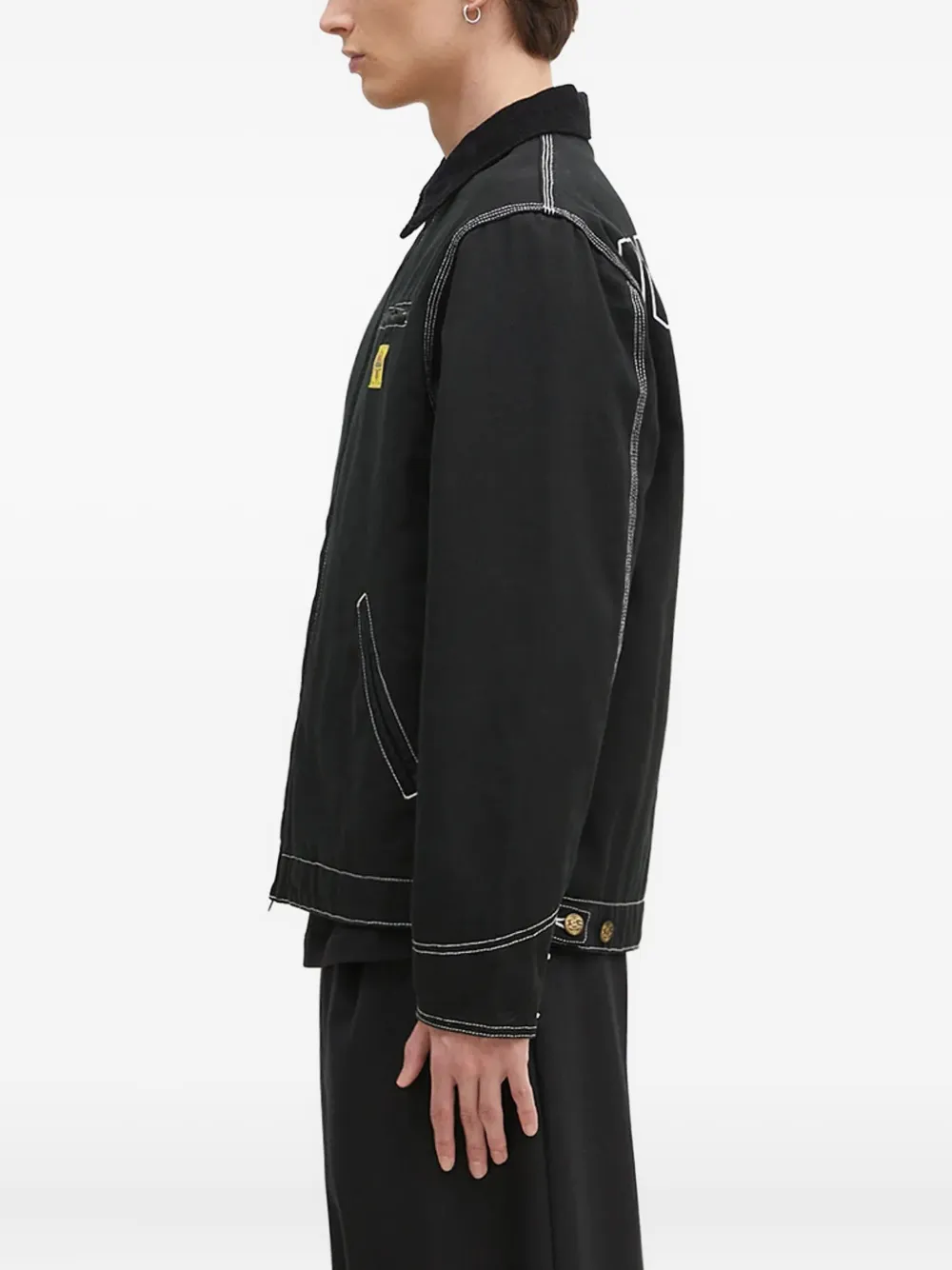 Icecream Mens Spread-collar Brand-print Regular-fit Denim Jacket Black In Black