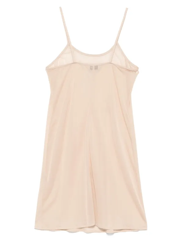 knee length dresses for ladies Sheer Embellished Scoop Neck Mini Dress in Almond - 8 main image 0