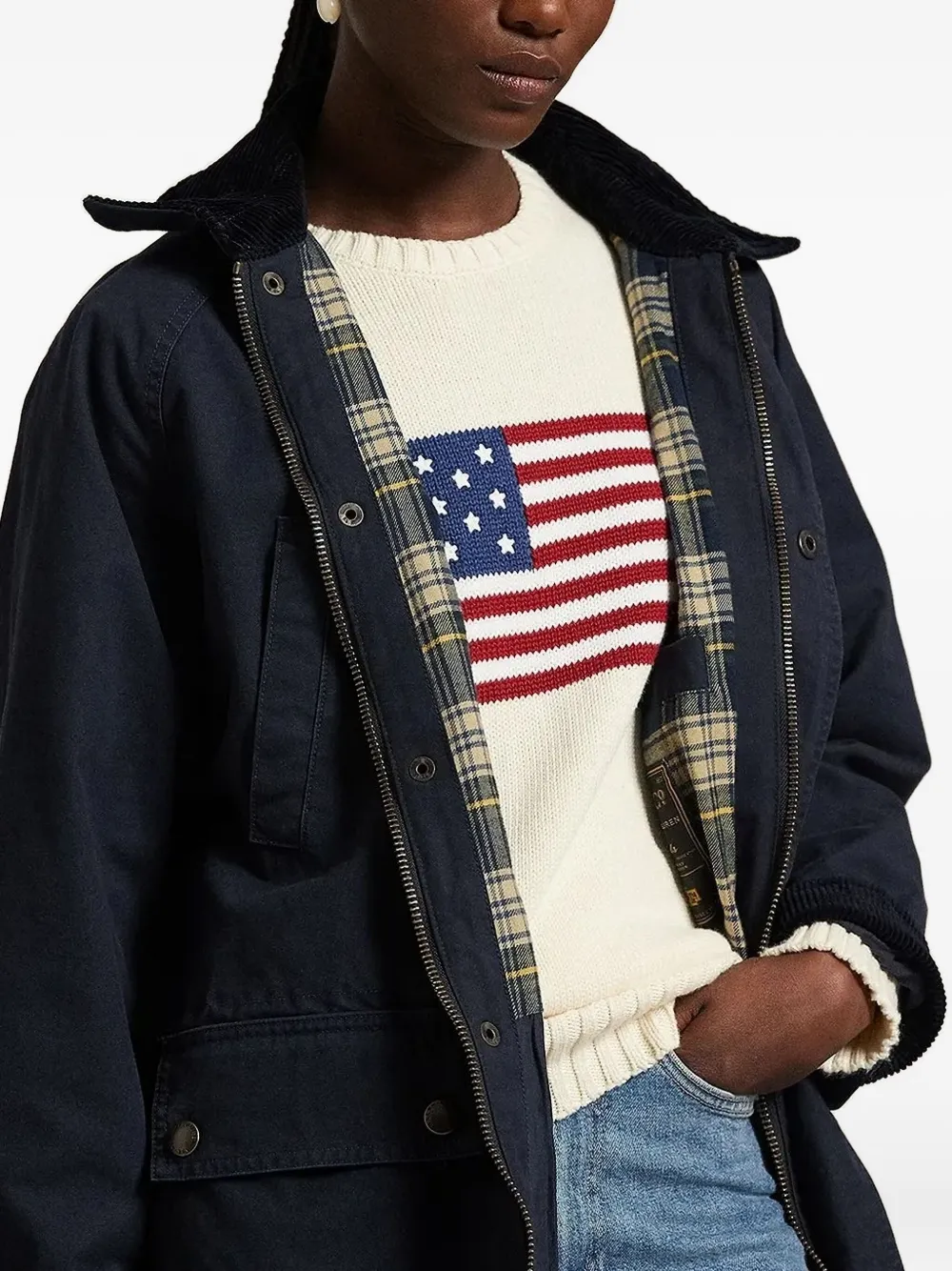 Polo Ralph Lauren Jas met ribfluwelen kraag Blauw