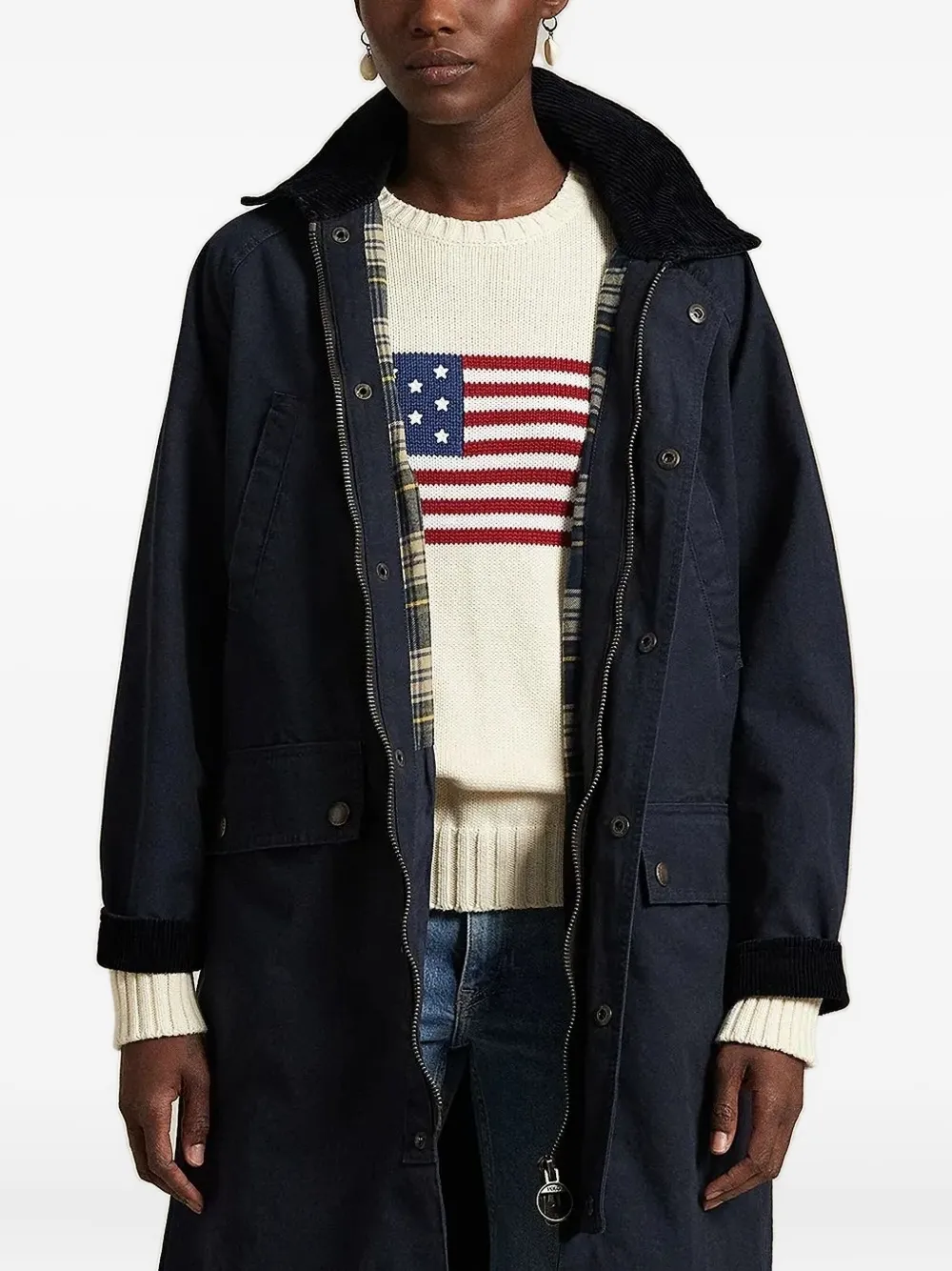 Polo Ralph Lauren Jas met ribfluwelen kraag Blauw