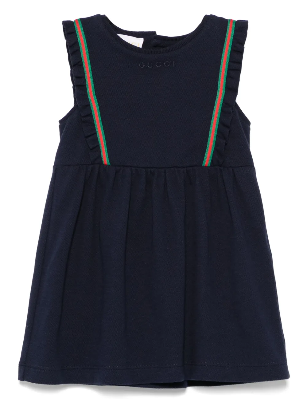Gucci Babies' 条纹织带细节连衣裙