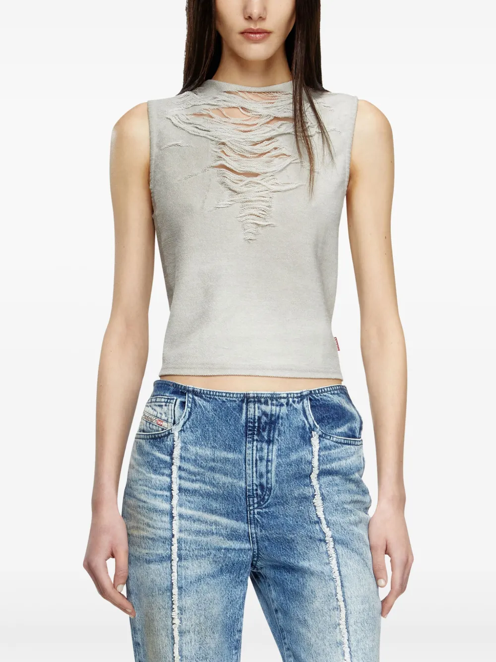 Diesel Gerafelde tanktop Grijs