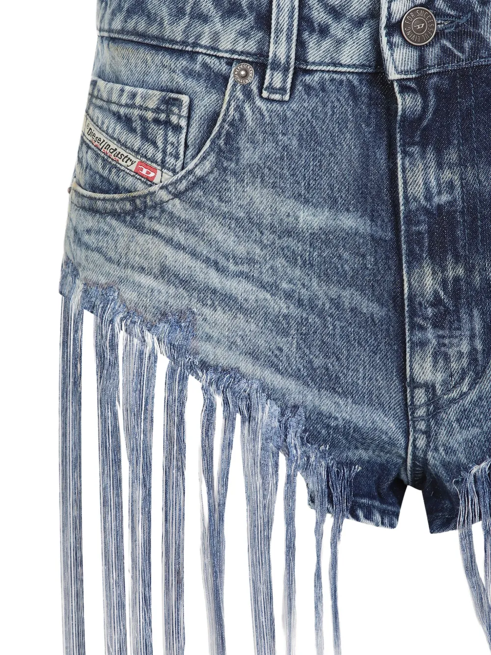 Shop Diesel Fringe-detailing Shorts In 蓝色