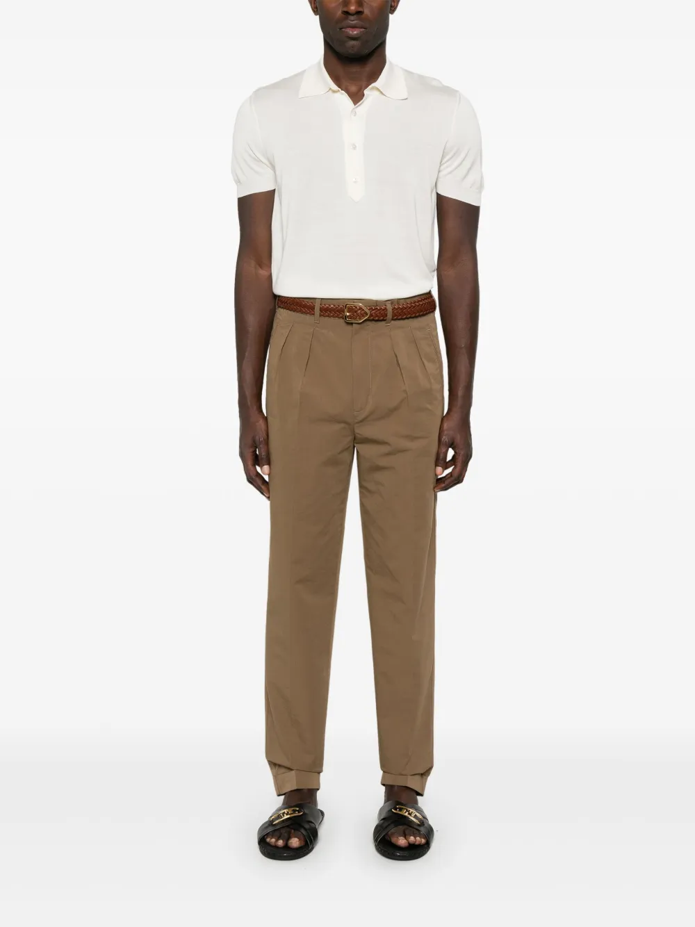 TOM FORD Fijngebreid poloshirt - Beige