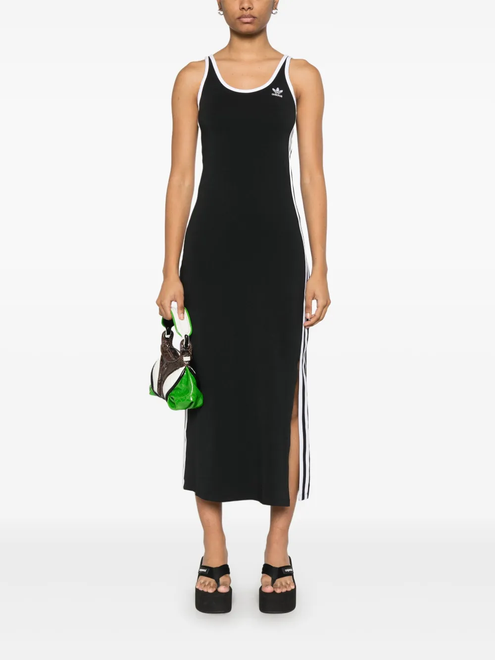 adidas Maxi-jurk met 3 strepen Zwart