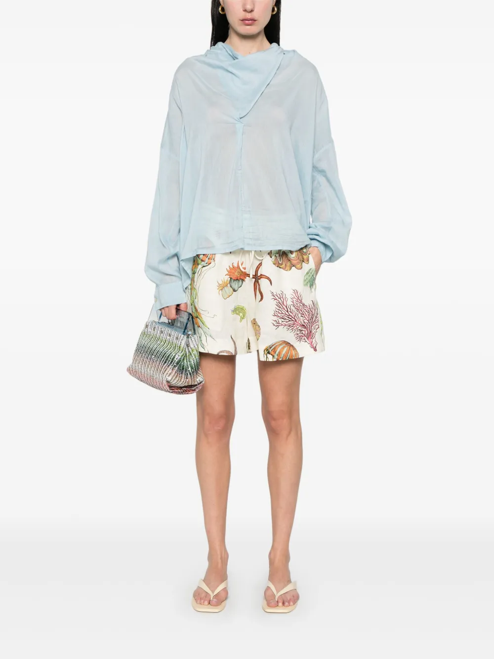 Forte Forte Blouse met gekruiste bandjes - Blauw
