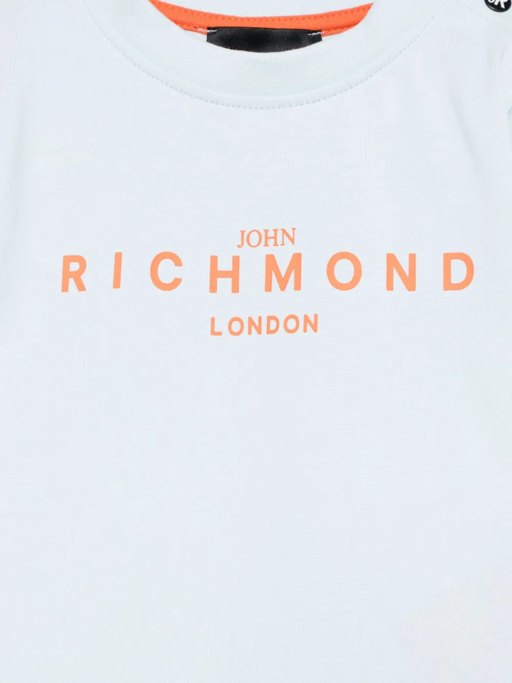 John Richmond Junior T-shirt met logoprint Blauw