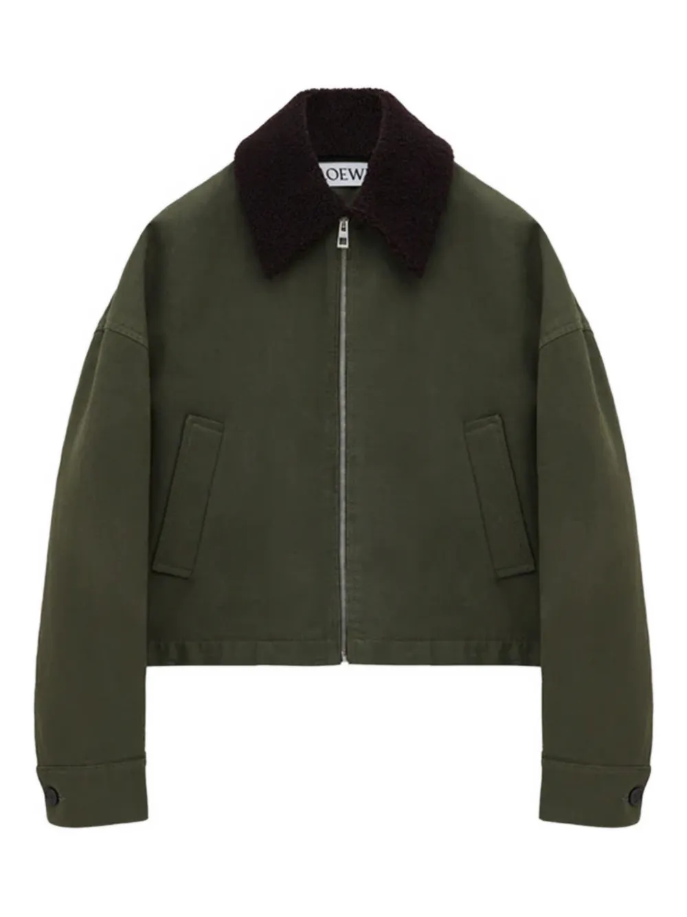 Loewe Fleece-collared Jacket In Green