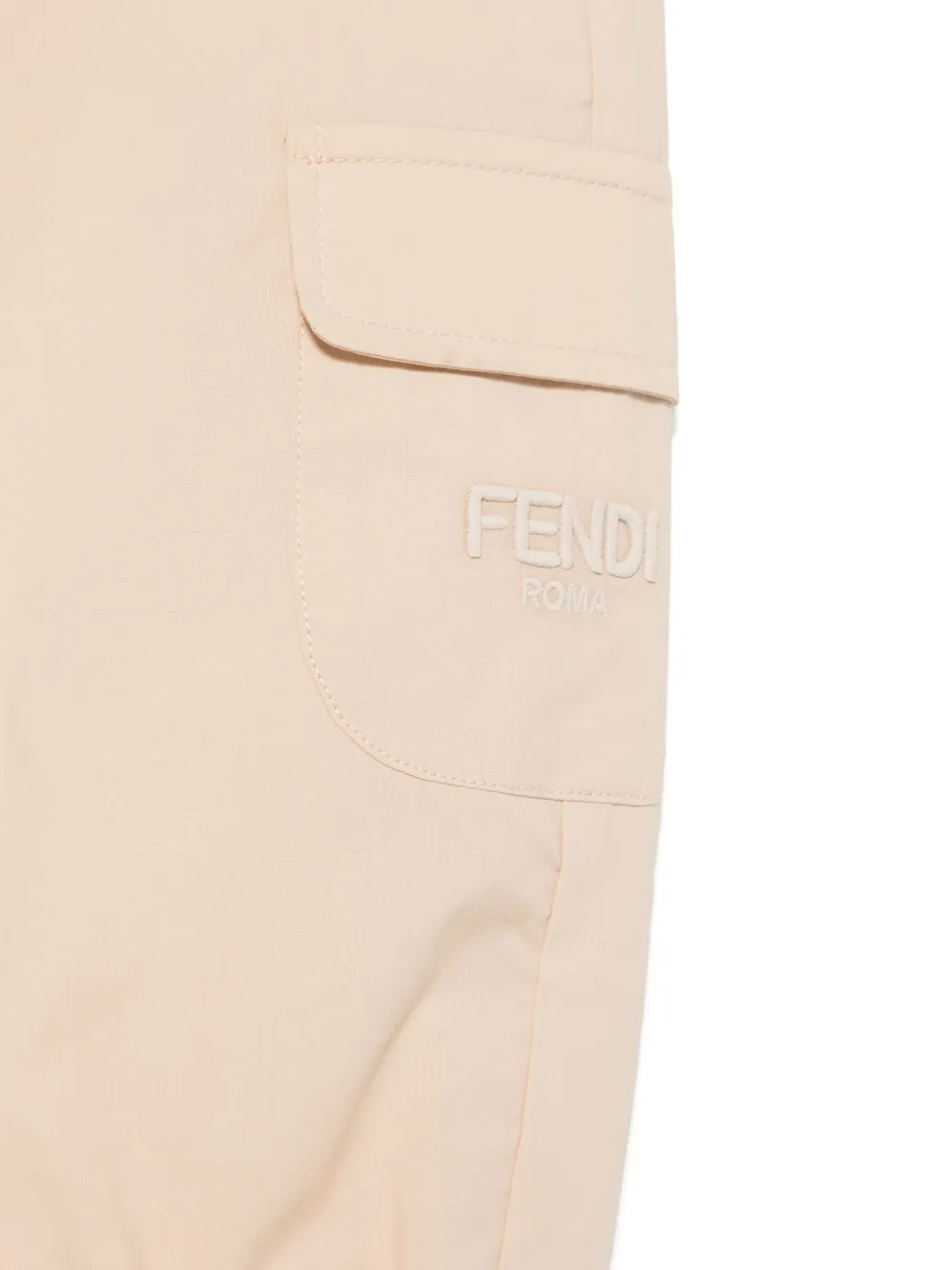 Fendi Kids Broek met geborduurd logo Beige