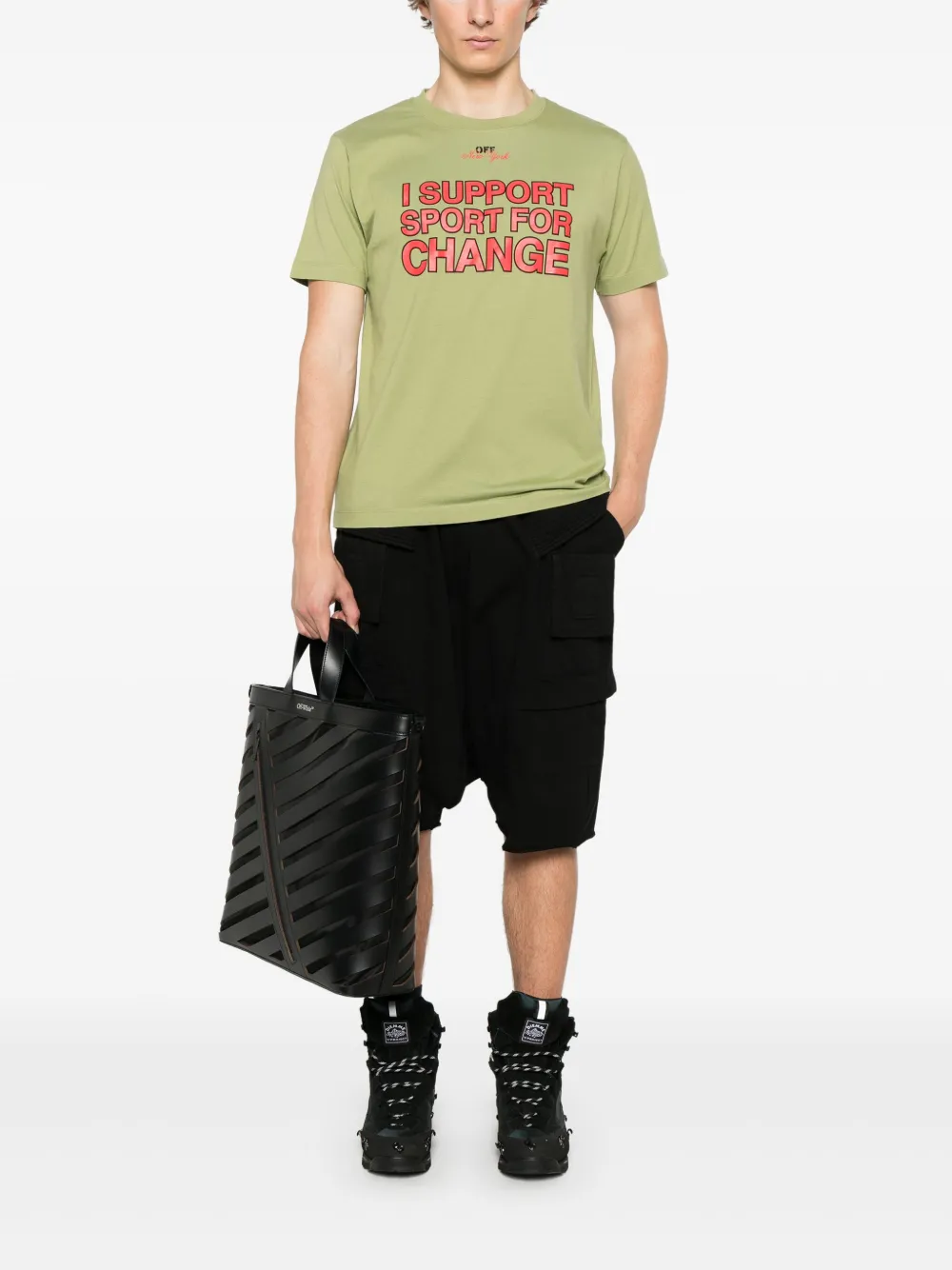 Off-White x AC Milan NYC T-shirt met tekst - Groen