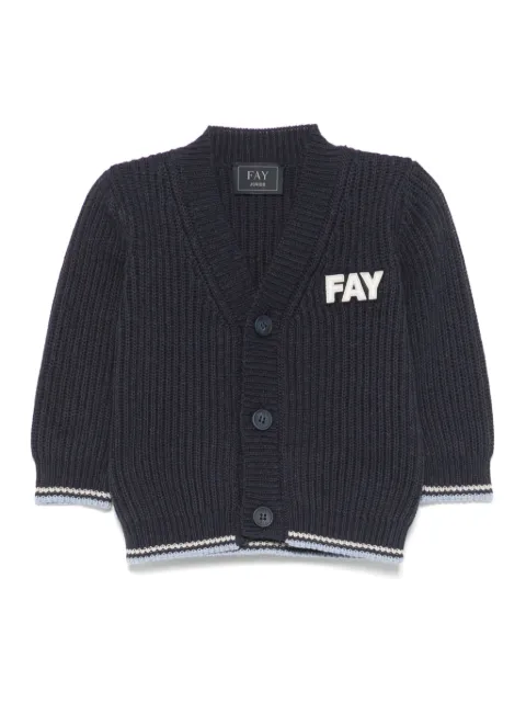 Fay Kids logo-patch cardigan 