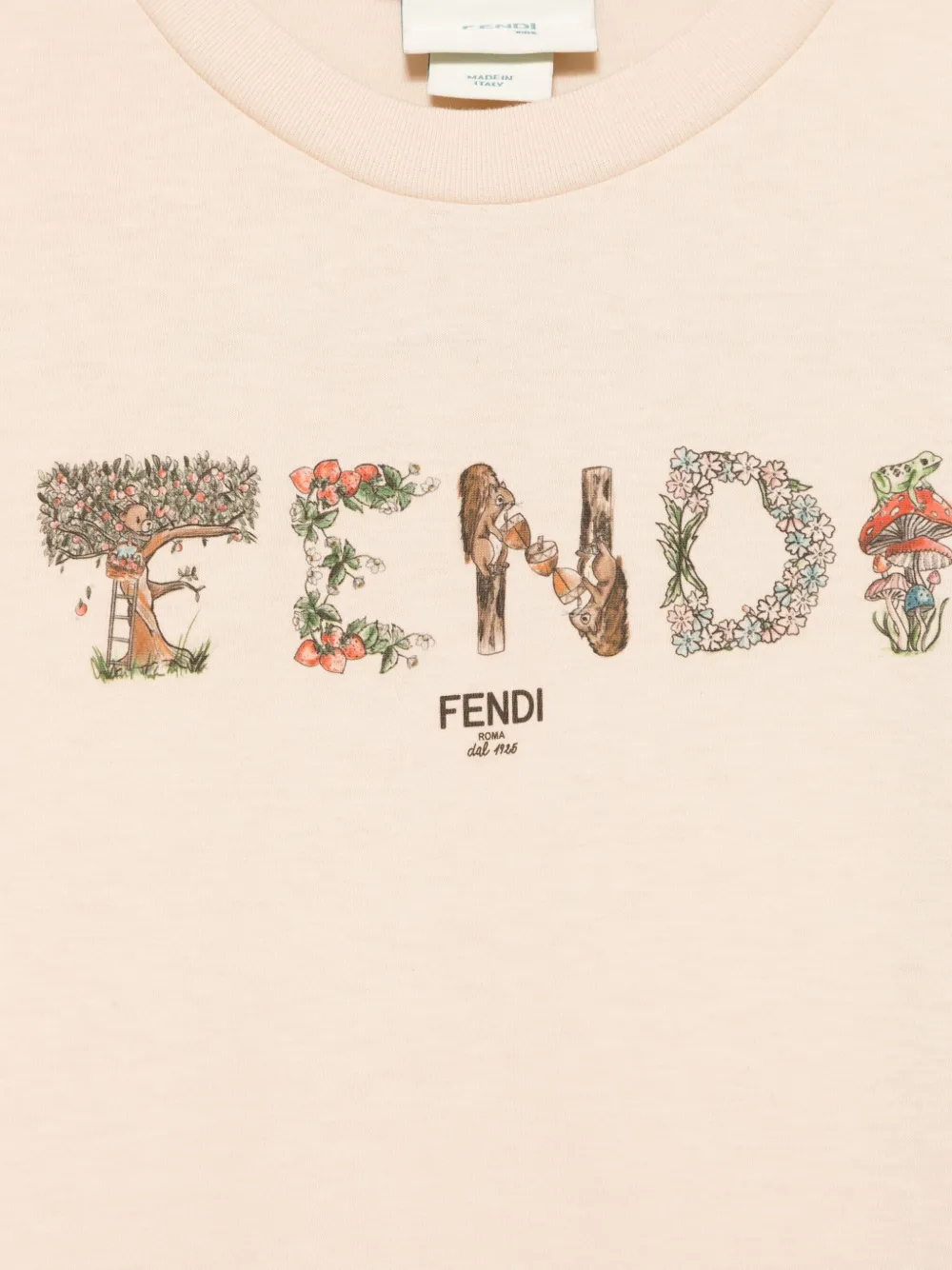Fendi Kids T-shirt met logoprint Beige