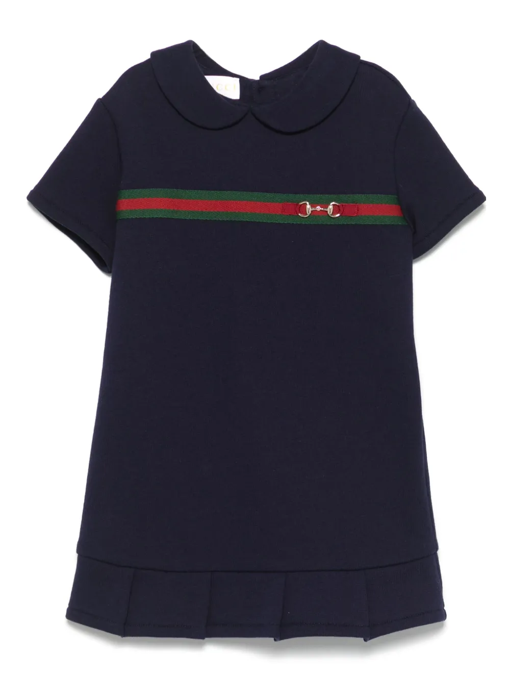 Gucci Kids Katoenen jurk met Web-detail Blauw