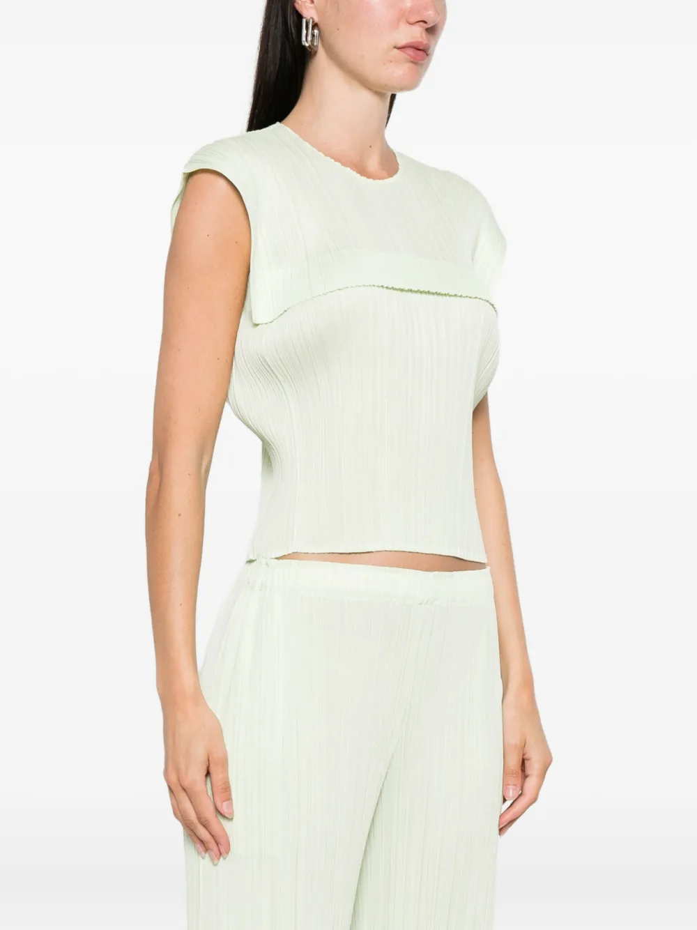 Pleats Please Issey Miyake Blouse met geplooide vlakken Groen