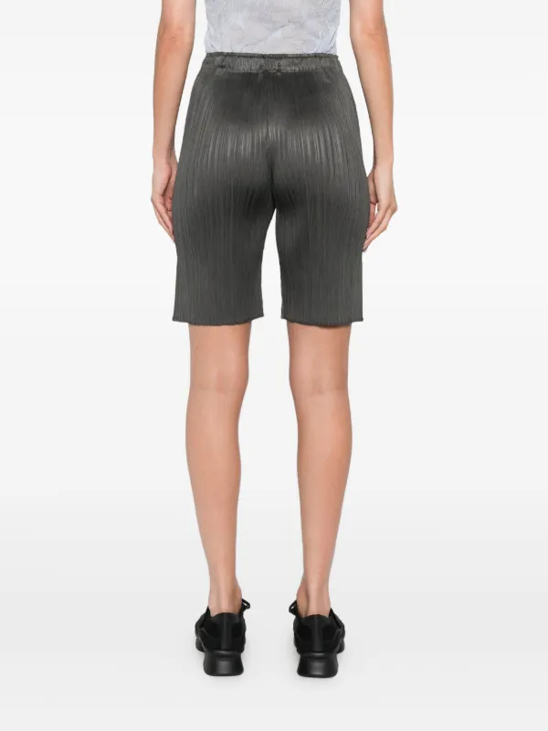 PLEATS PLEASE ISSEY MIYAKE ショートパンツ 3 黒 Pleats Please Issey Miyake elasticated-waist Pleated Shorts | Grey