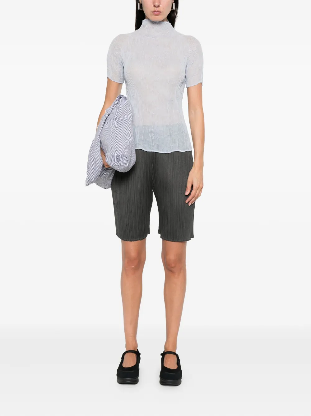 Pleats Please Issey Miyake Geplooide shorts met elastische taille Grijs