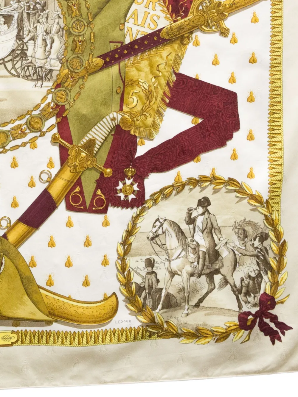 Pre-owned Hermes 1960s Napoleon By Philippe Ledoux Scarf In Neutrals