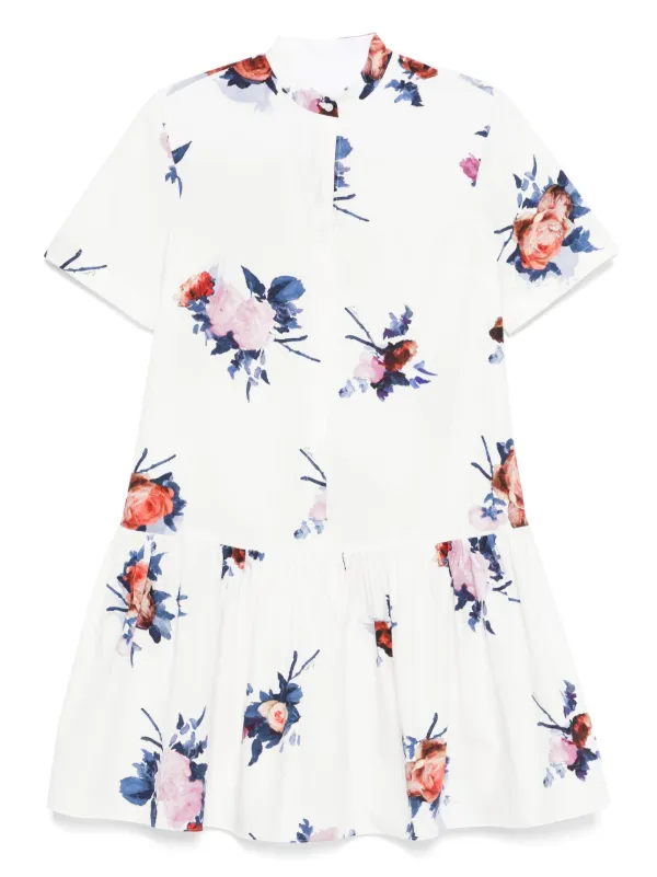 ■ERDEM (アーデム) フローラル コットン ミニドレス ERDEM フローラル ミニドレス | ホワイト | FARFETCH JP