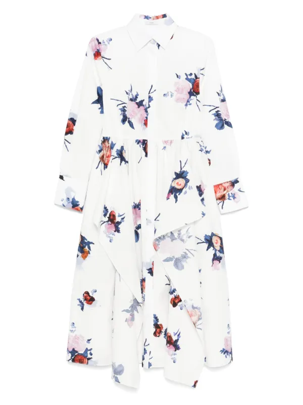 Erdem Floral-print Midi Shirt Dress - White Erdem Floral-print Midi Shirt Dress - White