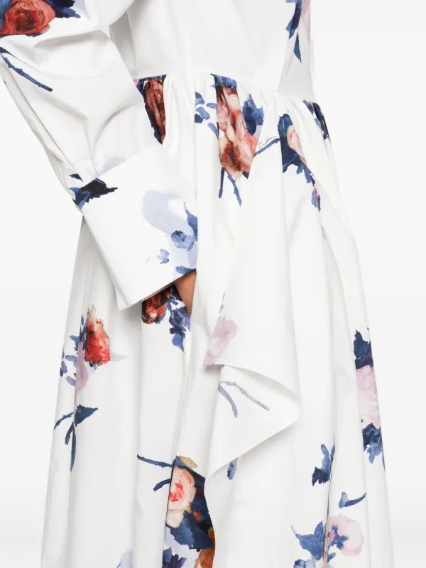 ERDEM floral-print Midi Dress | White | FARFETCH