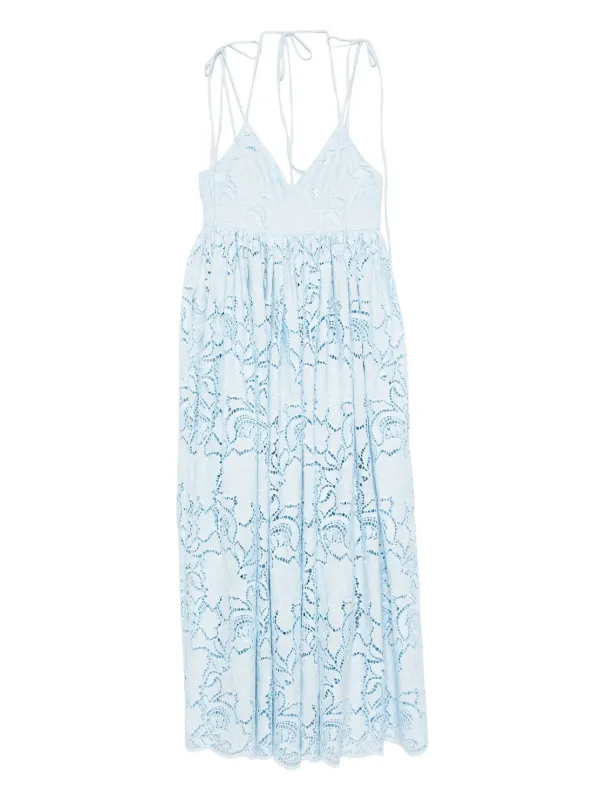 erdem blue and white dress Sleeveless Flared Midi Dress, CYANOTYPE White / 8