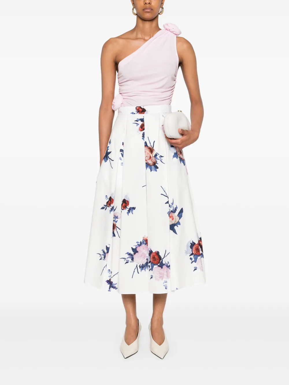 ERDEM pleated midi skirt Wit