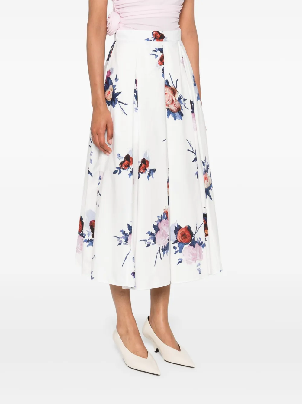 ERDEM pleated midi skirt Wit