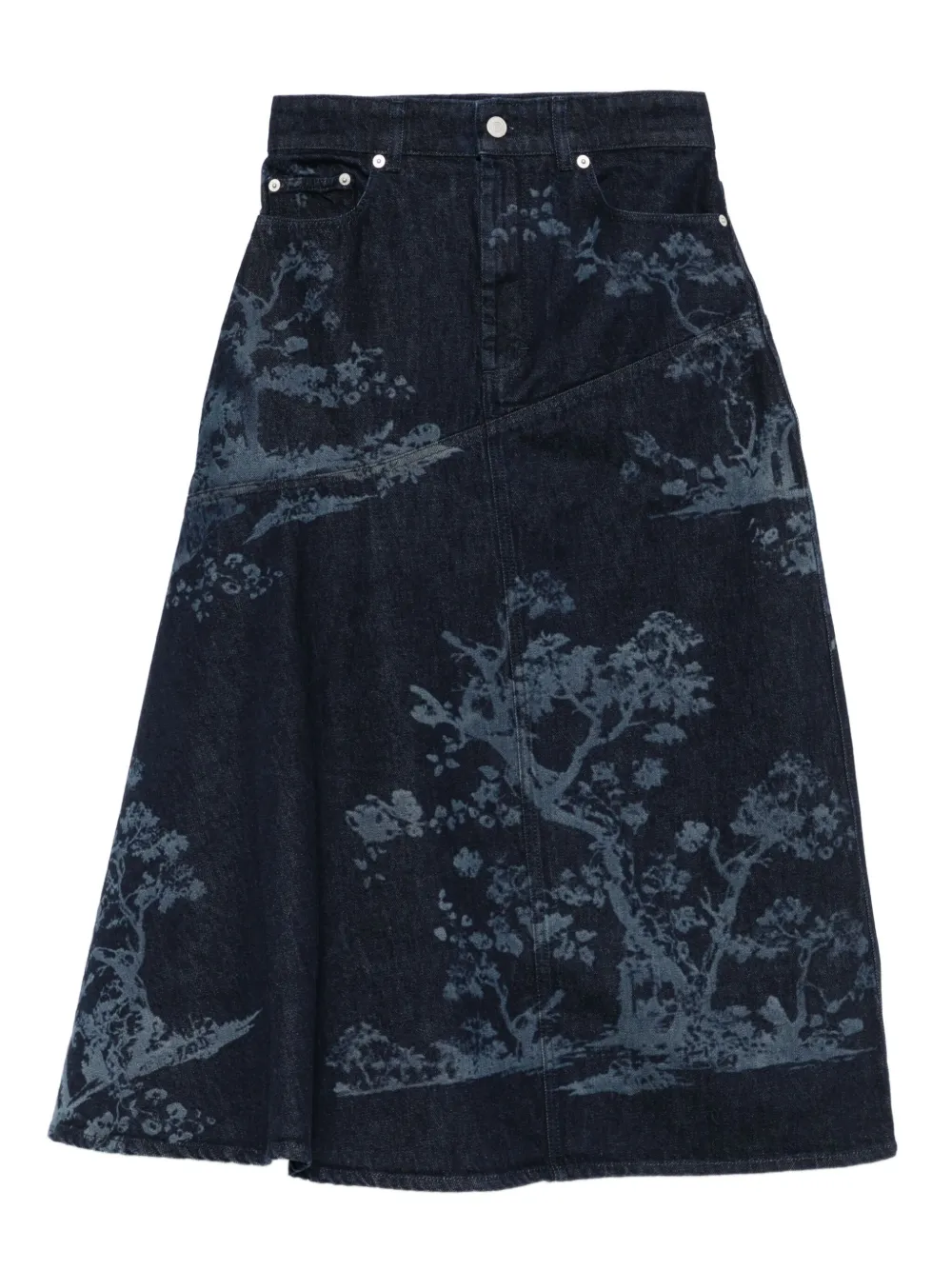 Erdem Denim Midi Skirt In Blue