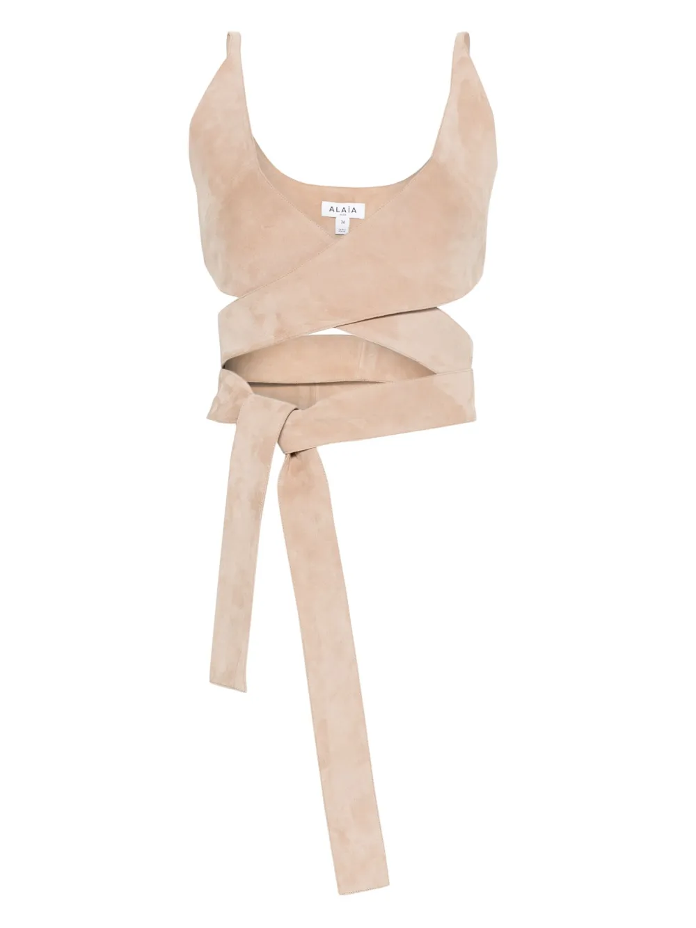 Alaïa wrap striped cropped top | Neutrals | Image 1