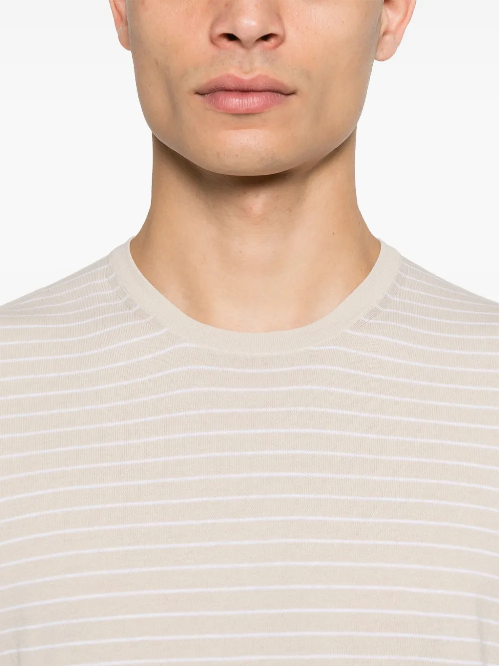 Herno Gestreept T-shirt Beige