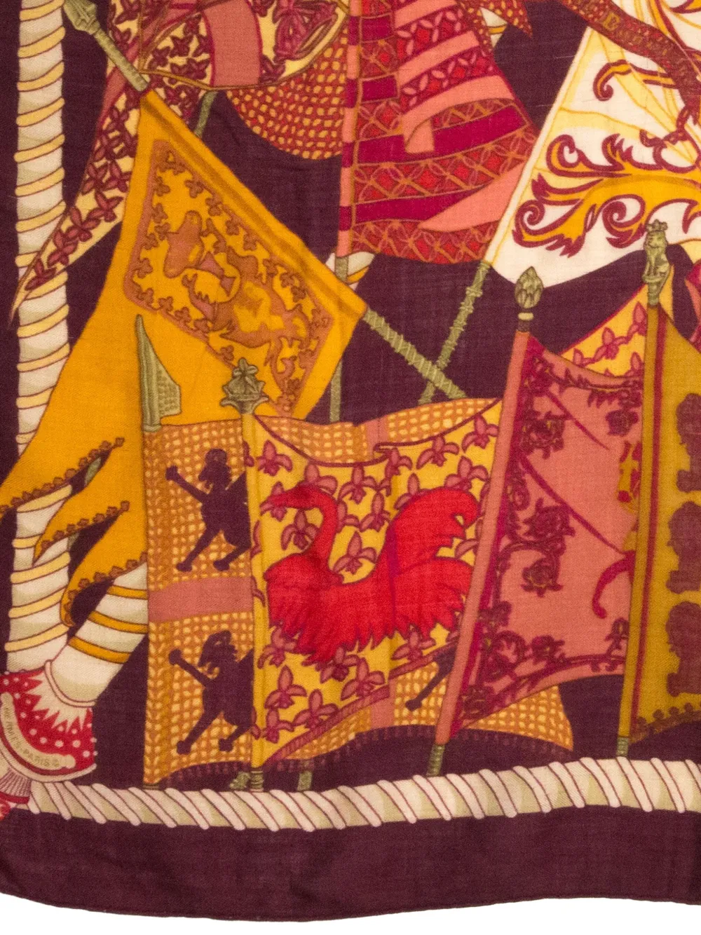 Pre-owned Hermes 1990s Etendards Et Bannières By Annie Faivre Scarf In Brown