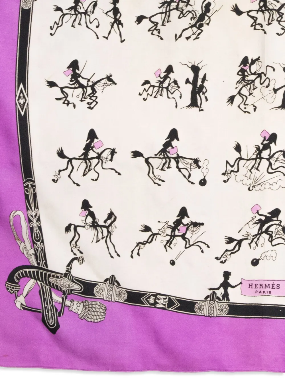 Pre-owned Hermes 1946 Lettre De Napoleon A Murat By Hugo Grygkar Scarf In Pink