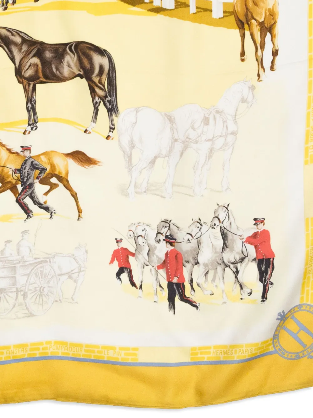 Pre-owned Hermes 1989 X Hubert De Watrigant Scarf In Yellow