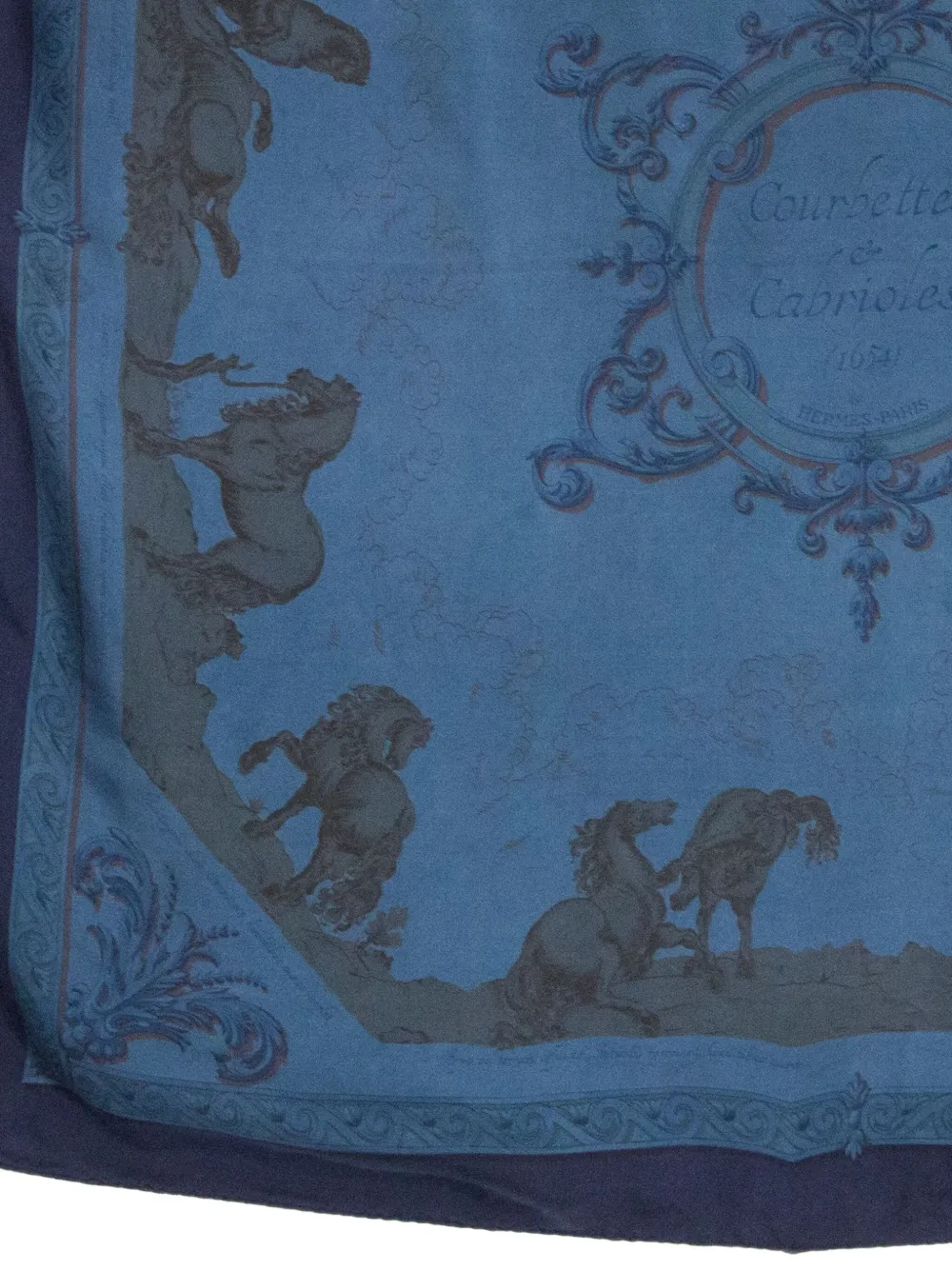 Pre-owned Hermes 2010 X Françoise Faconnet Scarf In Blue