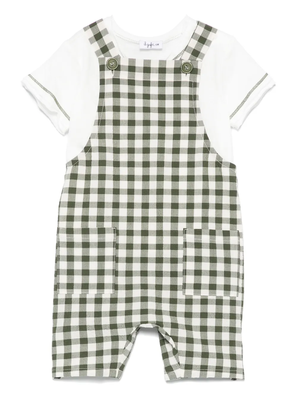 Il Gufo check-pattern dungarees set | Green | Image 1