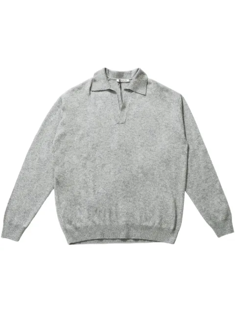 Auralee fine-knit polo-collar sweater 