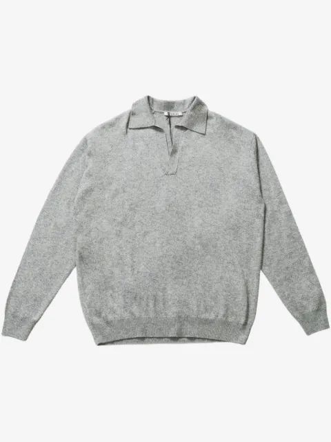 Auralee fine-knit polo-collar sweater