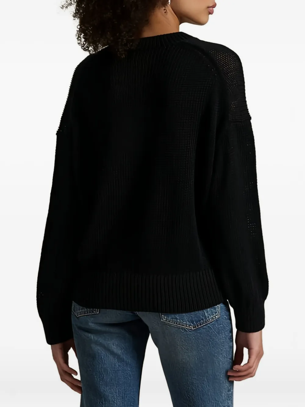 Polo Ralph Lauren Linen-cotton V-neck Sweater In Black