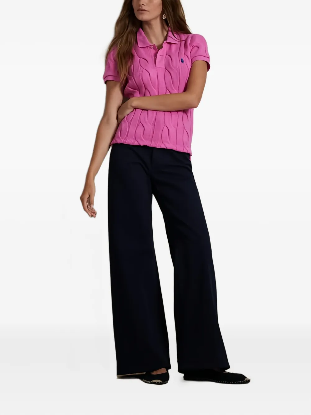 Polo Ralph Lauren cable-knit cotton polo shirt - Roze