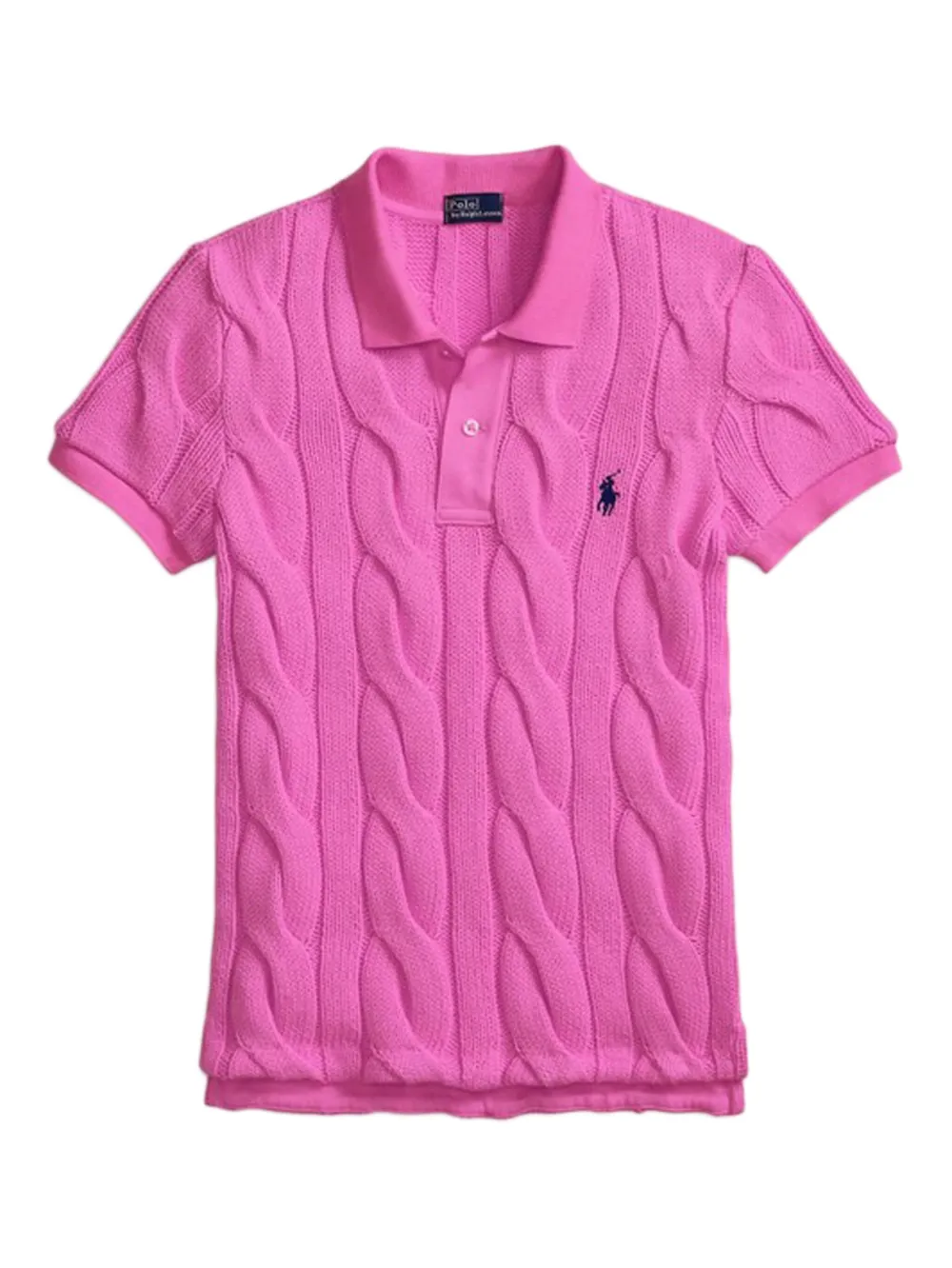 Polo Ralph Lauren cable-knit cotton polo shirt | Pink | Image 1
