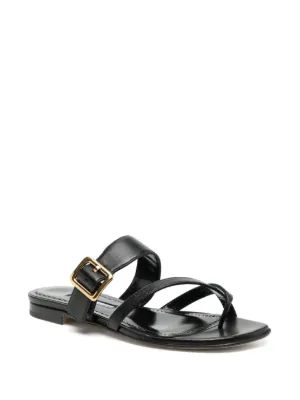 【美品】MANOLO BLAHNIK Chaos ストラップレザーサンダル 黒 CHAOS | Turquoise Patent Leather Ankle Strap Sandals