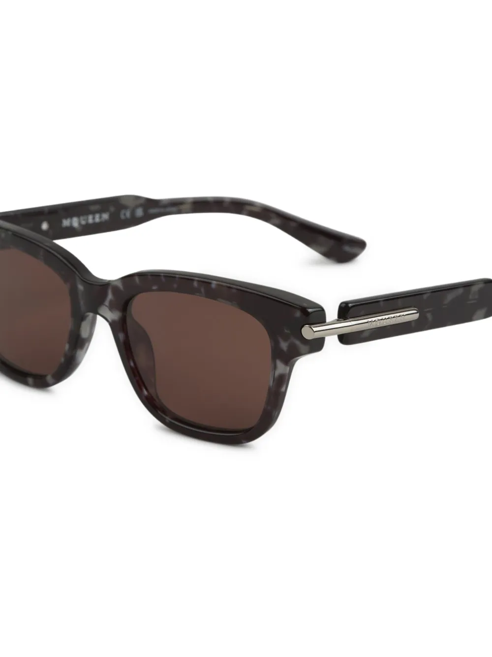 Alexander McQueen Eyewear Zonnebril met rechthoekig montuur Bruin