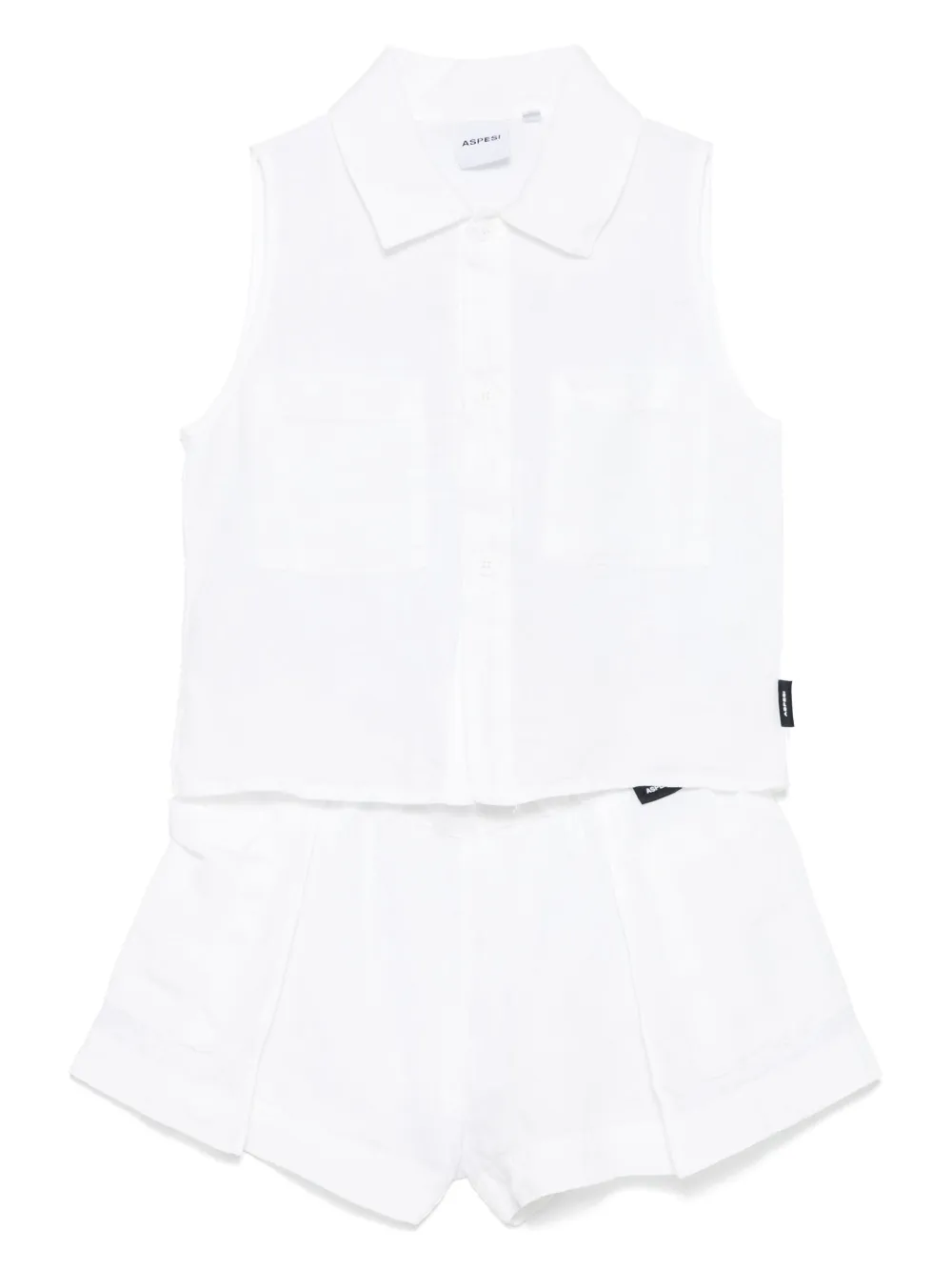 Aspesi Kids Conjunto com short em linho | Branco | Image 1