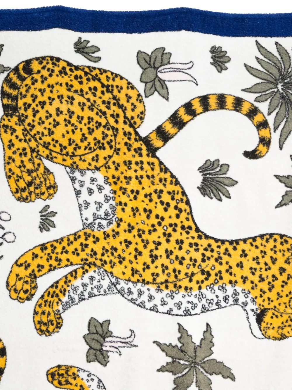 Pre-owned Hermes 2000s X Christiane Vauzelles Léopards Beach Towel In Blue
