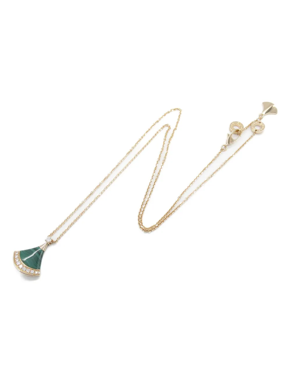 Pre-owned Bvlgari 2010s 18kt Rose Gold Divas' Dream Malachite And Diamond Necklace In 粉色