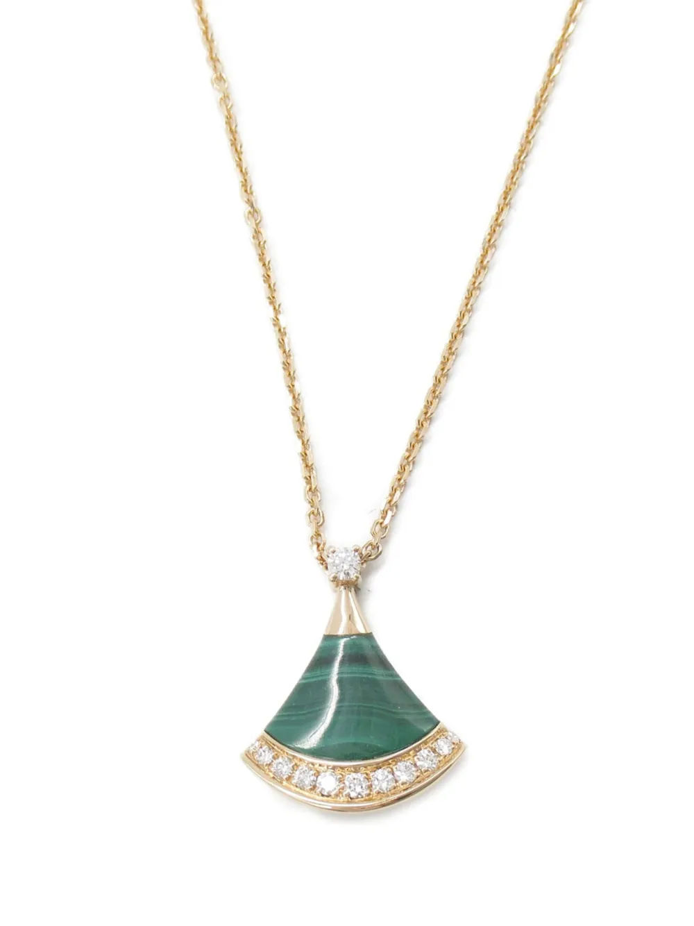 Pre-owned Bvlgari 2010s 18kt Rose Gold Divas' Dream Malachite And Diamond Necklace In 粉色