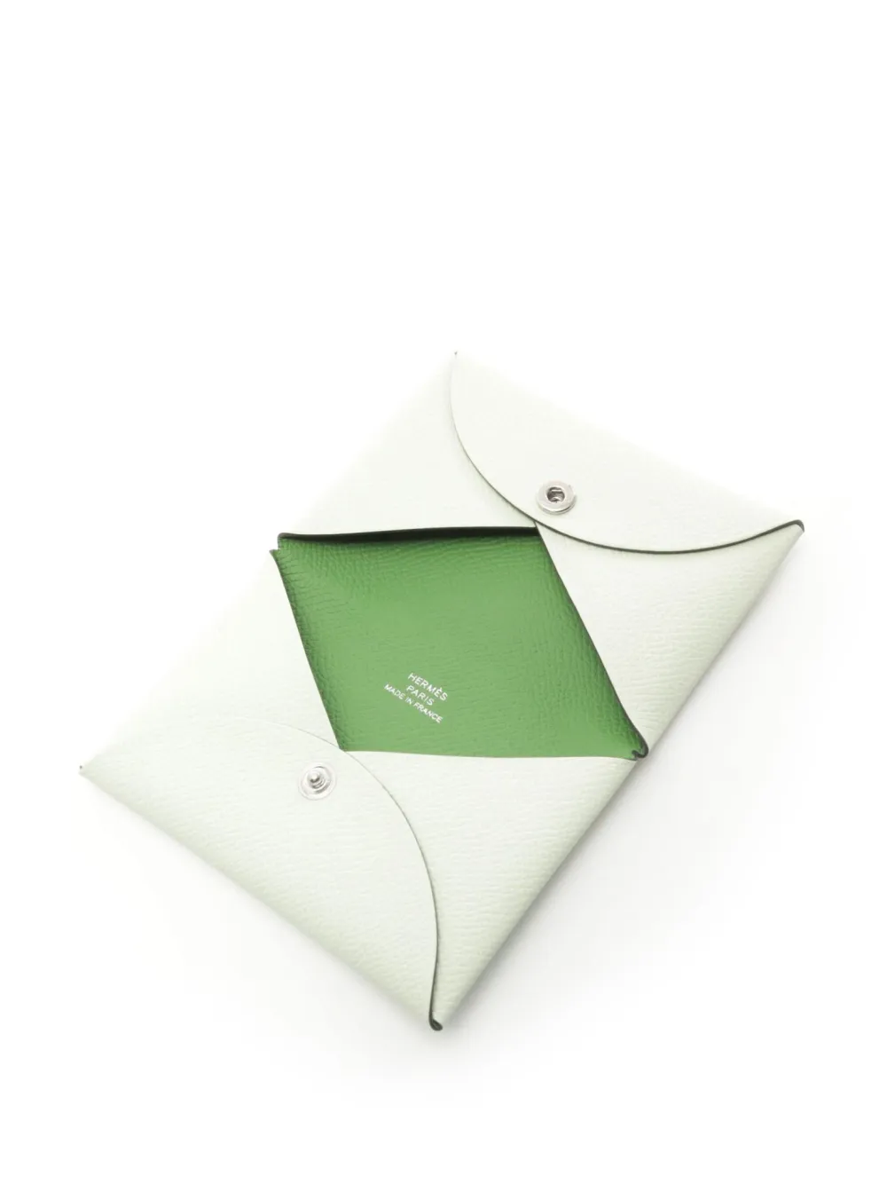 Pre-owned Hermes 2023 Calvi Duo Purse In Green
