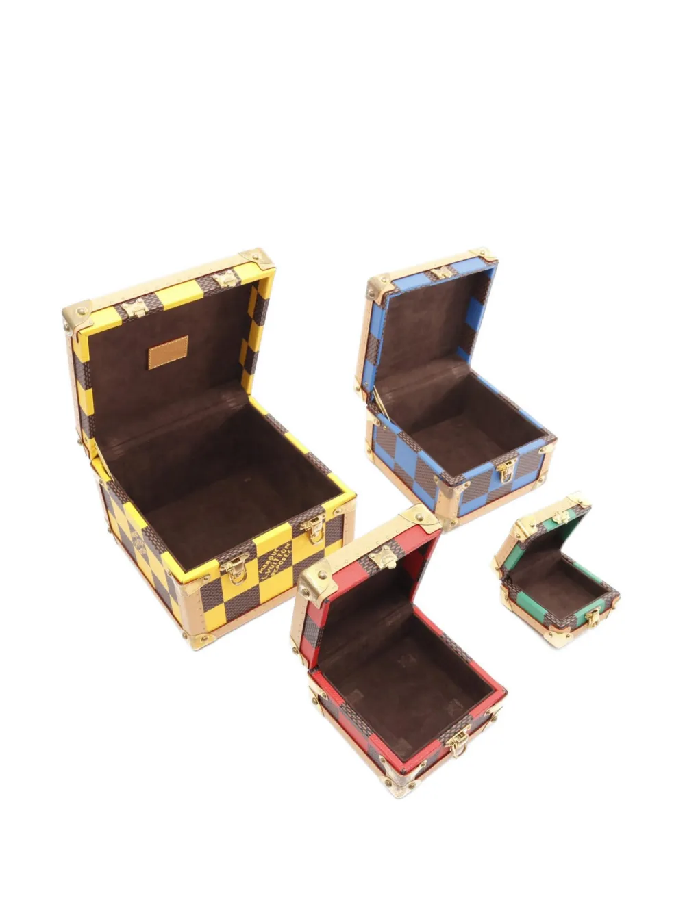 Pre-owned Louis Vuitton 2021 Malle Pyramid Trunk Case Set (set Of Four) In Yellow